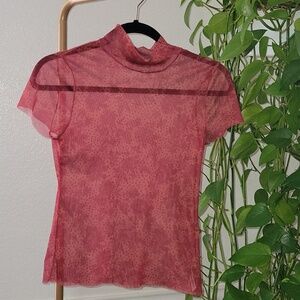Free People Mesh Floral Baby Tee Size M